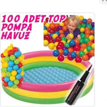 Intex 100 Toplu Oyun Havuzu Şişme Taban Pompa 114 x 25 cm 3+ Yaş İçin Güvenli