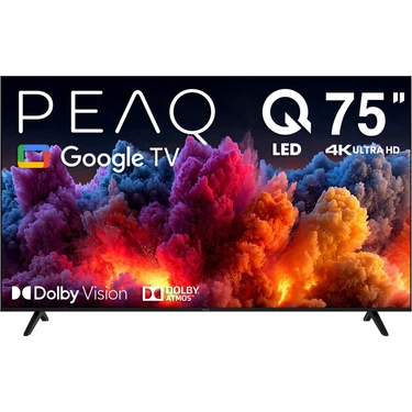 Peaq 75Q80 75 Inç 189 Ekran Dahili Uydu Alıcı Google 4K Ultra Hd QLED