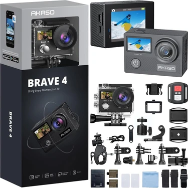 Akaso Brave 4 4K Aksiyon Kamera ve Aksesuar Seti (Akaso Türkiye 2 Yıl