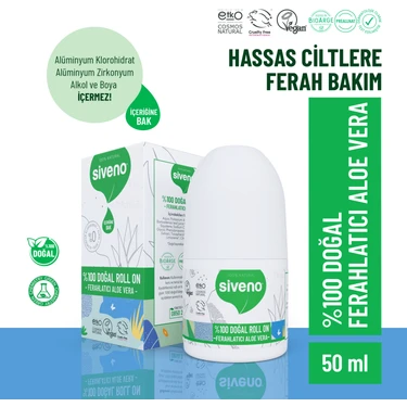 Siveno %100 Doğal Roll On Aloe Vera Deodorant Ter Kokusu Önleyici Bitkisel Lekesiz Vegan 50