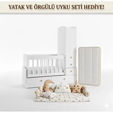 Banana Baby Bona Dolaplı 4 Çekmeceli 60*120 Büyüyen Sallanır Sabitlenir Anneyanı