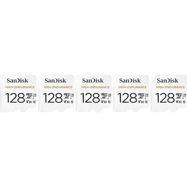 Sandisk 5'li  Paket High Endurance 128GB 100/40MB/S Microsdxc C10 V30 Hafıza Kartı