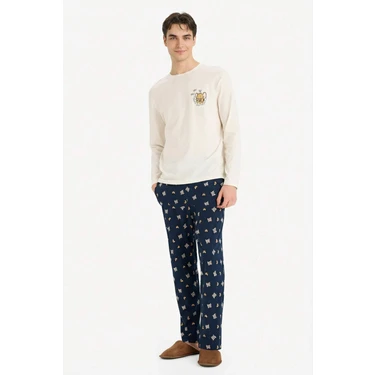 DeFacto Tom & Jerry Pijama Takımı Regular Fit Uzun Kollu Üst Uzun Alt