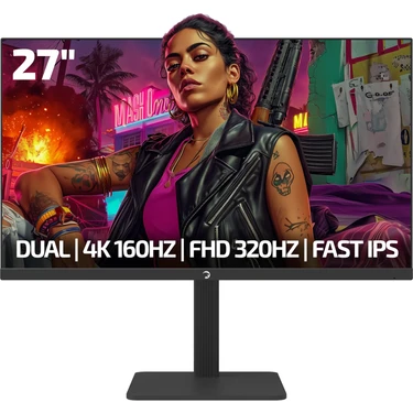 Gamepower Kaze Dual 27″ 0.5ms 4K 160Hz - Fhd 320Hz Fast IPS Pivot Dual Mod Gaming Monitör (Sıfır