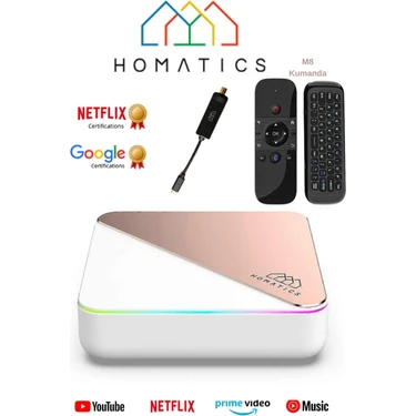 Homatics Box R 4K Plus Rose Gold Android Tv Box 4GB/32GB M8 Air Mouse Siyah Type-C Dvb-S