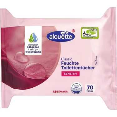 Alouette 70'li Islak Tuvalet Kağıdı 1 Katlı Aloe Veralı Ultra Yumuşak Temizlik