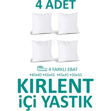 Suvay Kırlent Içi Yastık 4'lü Silikon Elyaf Dolgulu Kırlent Iç Yastığı (4 Farklı Ebat