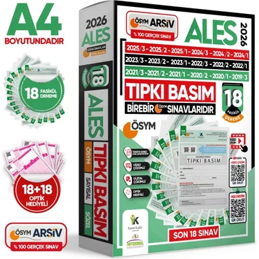 İnformal Yayınları 2026 ALES Tıpkı Basım 18li Deneme Paketi Video ve Dijital Çözümlü Mesleki
