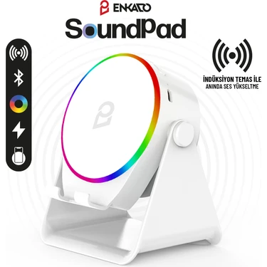 Enkado EKD-S10 5W Bluetooth + Temasla Ses Yükselten Indüksiyon Hoparlör 2000 Mah Rgb Işıklı Standlı
