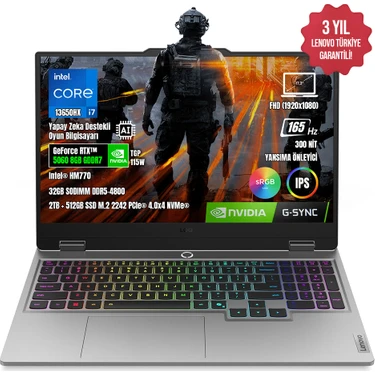 Lenovo Loq 17IRX10 83JH006ETR-11 I7-13650HX 32GB Ddr5 2TB+512GB SSD RTX5060 8gb 17.3" IPS 165Hz