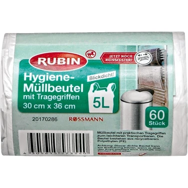 Rubin Çöp Torbası 5 lt Hijyenik 60'lı 30 x 40