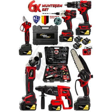 Lieber German Muhteşem 6lı Set Bl Motor Kırıcı Delici +Taşlama + Matkap + Somun Sıkma Dal Budama &