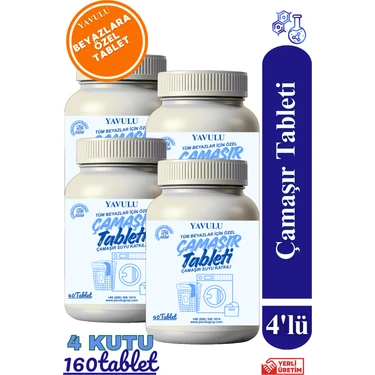 Yavulu Tablet Çamar Katkısı Çamaşır Tableti Beyaz Çamaşırlara Özel Tablet Katkı 4