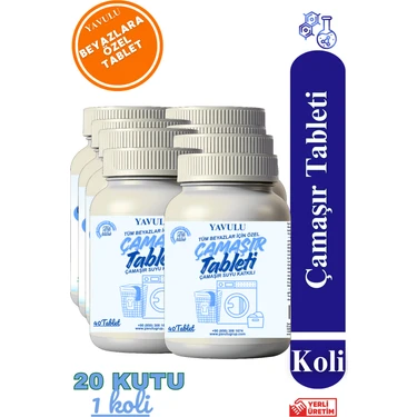 Yavulu Tablet Çamar Katkısı Çamaşır Tableti Beyaz Çamaşırlara Özel Tablet Katkı 20 Kutu 1