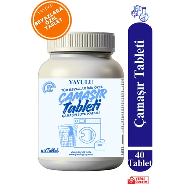 Yavulu Tablet Çamar Katkısı Çamaşır Tableti Beyaz Çamaşırlara Özel Tablet Katkı 1 Kutu 40