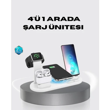 4’lü Apple Kablosuz Şarj Standı iPhone Watch ve Airpods Çoklu