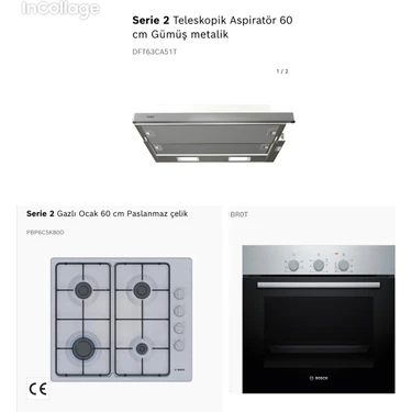Bosch Eco 3lü Ankastre Set (Bosch HBF 011BR0T Fırın  Bosch PBP6C5K80 Inox Ocak  Bosch DFT63CA51T