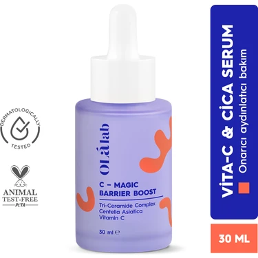 Olalab Aydınlatıcı Bariyer Onarıcı Nemlendirici Ceramide & Vitamin C & Cica Serum 30