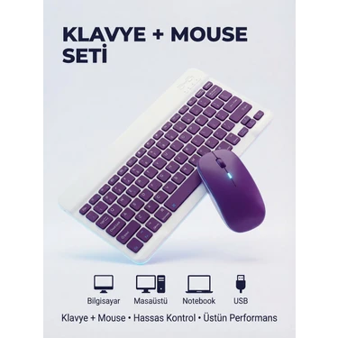Kensa Tablet ve Bilgisayar Için Kablosuz Bluetooth Klavye ve Mouse