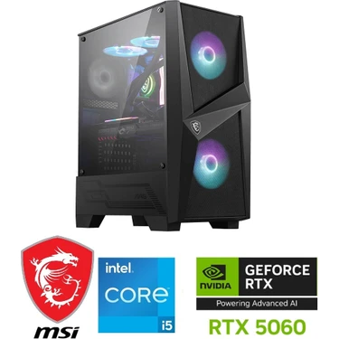 MSI Gaming Pc Ddr5 / 8 GB RTX-5060 / 14.nesil İ5-14400F / 16 GB Ddr5 Ram / 1 Tb M.2 SSD / WİN11