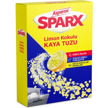 Asperox Sparx Limon Kokulu Bulaşık Makinesi Kaya Tuzu 1,5 kg Doğal İçerikli Toz