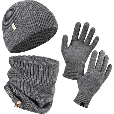 Norfolk Winter Set %70 Merino Yünü Termal Bere Boyunluk ve Eldiven 3'lü Kış Seti -