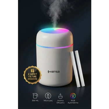 Kensa 300 ml Ultrasonik Ledli Hava Nemlendirici Buhar Makinesi Ve Aroma