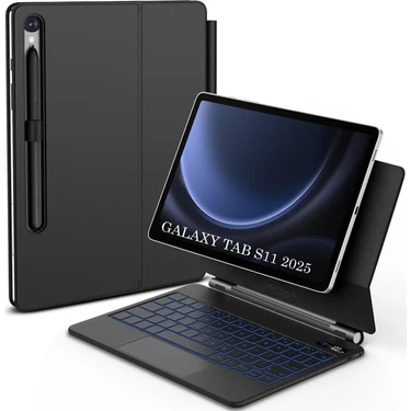 M.TK Moveteck Samsung Galaxy Tab S11 11 Inç 2025 Tablet Uyumlu Magiç Keyboard Touchpad Rgb Işıklı