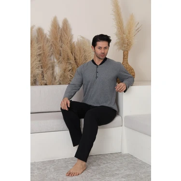 Meynur Moda Pamuklu Penye Uzun Kollu Erkek Pijama