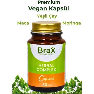 Brax Detox Yeşil Çay + Maca + Spirulina İçeren Bitkisel Form Detoks Kapsül 30