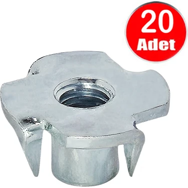 M8 Ağaç Somunu 8mm Tırnaklı Ahşap Çakma Somun  -20
