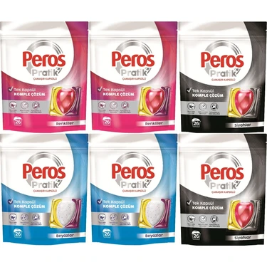 Peros Pratik Matik Çamaşır Deterjanı Kapsülü - Tableti 156 Adet (6pk*26) (Karma