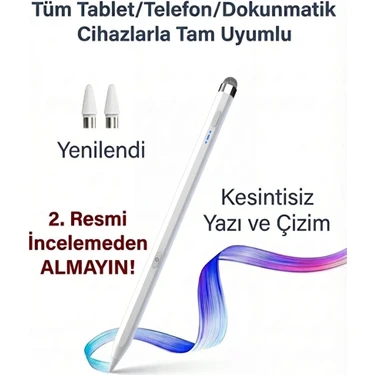 Fibaks Dokunmatik Kalem 2in1 Tüm Cihazlara Uyumlu Tablet Kalemi Telefon Android Windows Yazı Çizim