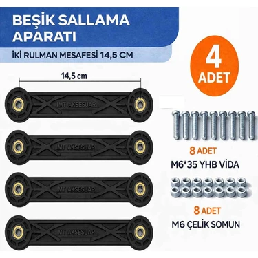 İmt Aksesuar Beşik Sallama Aparatı (Iki Rulman Deliği Aralığı 14,5 Cm) 4
