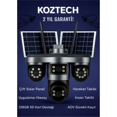 Alkese 4 Kameralı Solar Enerjili Ptz 4g Aov Yapay Zeka Destekli Akıllı