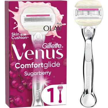 Gillette Venus ComfortGlide Sugarberry Kadın Tıraş Makinesi 5 Bıçaklı Jel Barlı Ergonomik Sap 1