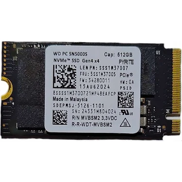 WD PC SN5000S 512GB 2242 M.2 NVMe SSD - OEM [KUTUSUZ] Fiyatı