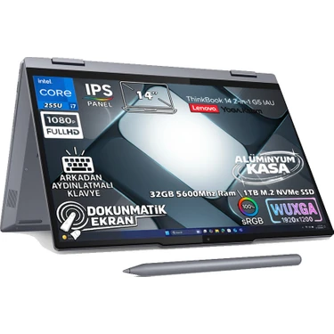 Lenovo Thinkbook 14 2-In-1 G5 Iau Intel Core Ultra 7 255U 32GB 1TB SSD 14" WUXGA (1920X1200) IPS