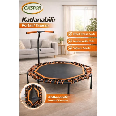 CKSpor Katlanabilir Sekizgen Step Trambolin Tutunmalı Trambolin Ev Tipi Fitness