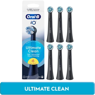 Oral-B iO Siyah Ultimate Clean Diş Fırçası Yedek Başlığı 6 Adet Orta Sertlikte Fırça