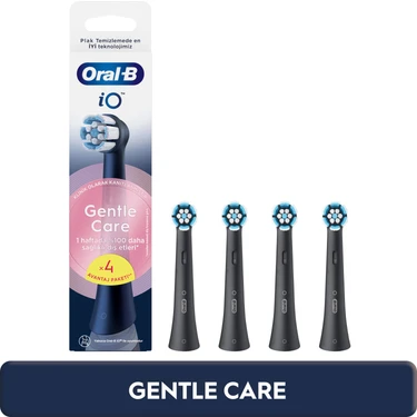 Oral-B iO Gentle Care Siyah Yedek Diş Fırçası Başlığı 4 Adet Ultra Yumuşak Kıllarla Diş Eti
