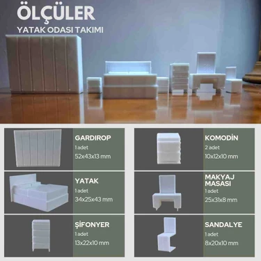 Home 1/50 Ölçek Mimari / Içmimari Tefriş Diorama Maket Yatak Odası Mobilya