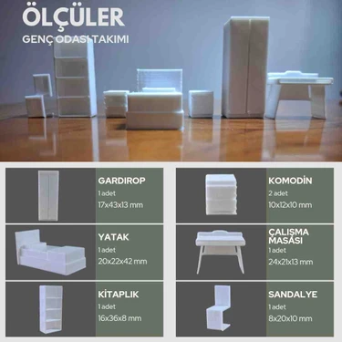Home 1/50 Ölçek Mimari / Içmimari Tefriş Diorama Maket Genç Odası Mobilya