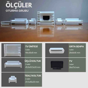 Home 1/50 Ölçek Mimari / Içmimari Tefriş Diorama Maket Oturma Odası Mobilya