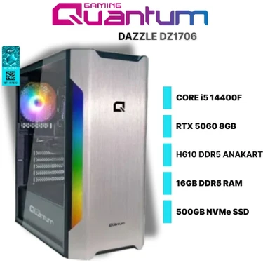 Quantum Gaming Dazzle DZ1706 I5-14400F 16GB Ddr5 500GB Nvme Rtx 5060 8gb Freedos Oyun