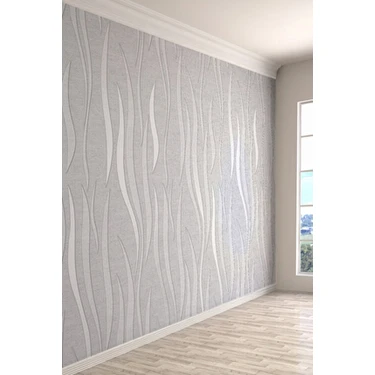 Dreamwall Minimal Modern Çizgiler Gri Dalga Desenli Tekstil Duvar