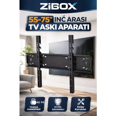 Zibox 55-75 Inç Tv Duvar Askı Aparatı Tüm Tv'ler Ile