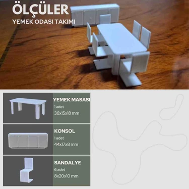 Home 1/50 Ölçek Mimari / Içmimari Tefriş Diorama Yemek Odası Mobilya