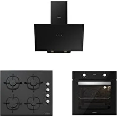 Silverline Siyah Cam Ankastre Set (3481 Flam