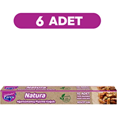 Parex Natura Ağartılmamış Hazır Kesilmiş Pişirme Kağıdı 10 Adet 42X37CM 6